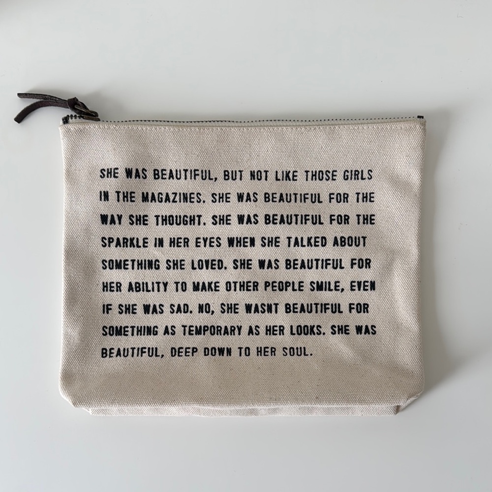Canvas Zipper Pouch with Inspirational Quote